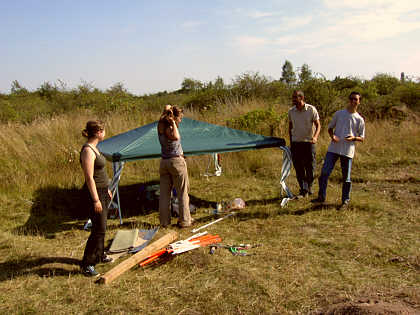 Marlen, Corine, Augusto and Fabio having a break