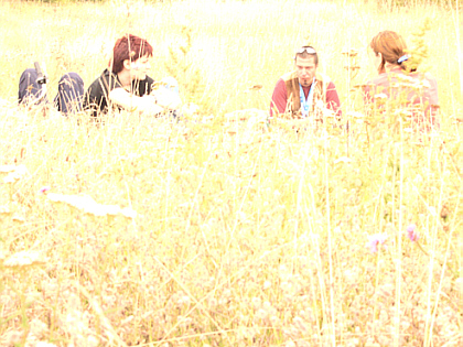 impression of us in the grass